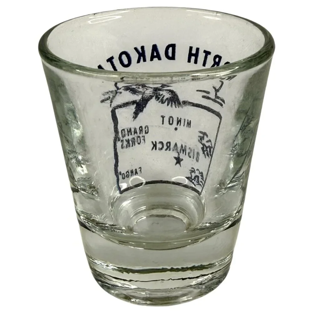 Set Of 4 Vintage Shot Glasses State Theme Maryland Indiana North Dakota And Main